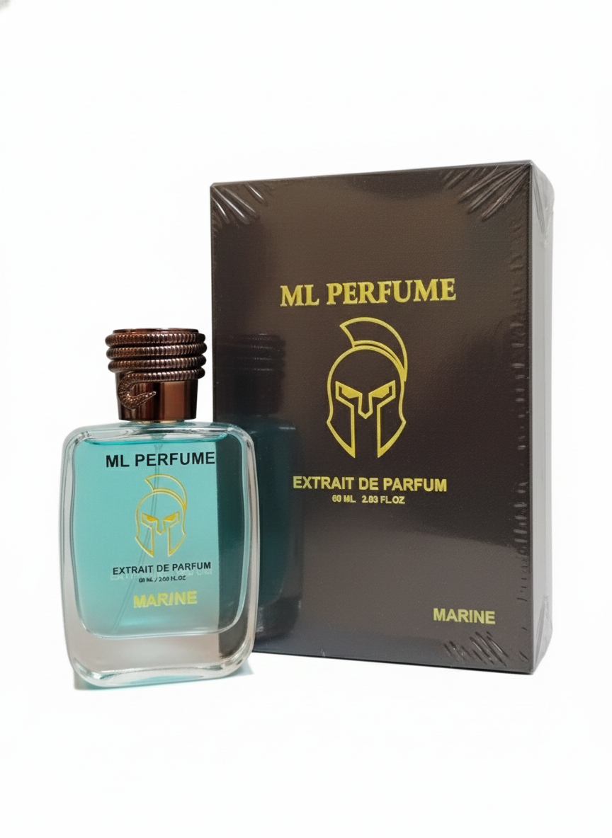 ML PERFUME Marine Extrait De Parfum | Fresh Aquatic Marine & Citrus Fragrance | Long-Lasting Men’s Perfume (60ml)